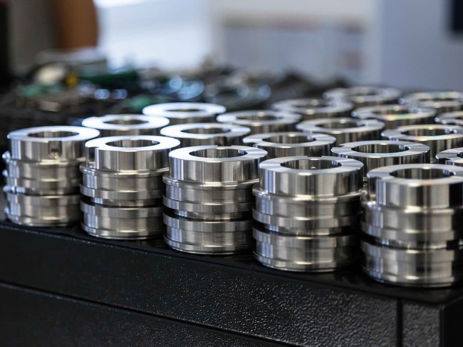 Machined steel rings ready for assembly