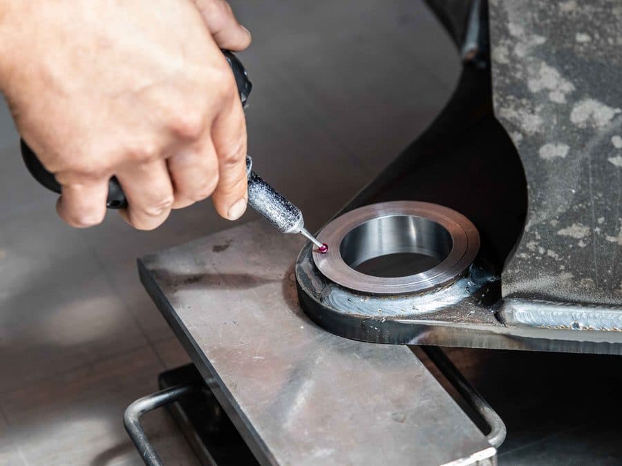 Dimensional check of a machined bore on a steel component